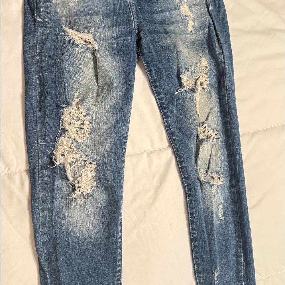 Cello Blue Skinny Distressed Jeans